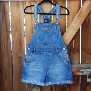 BDG urban outfitters jean shortalls short overalls